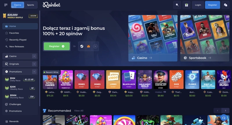 Rainbet Homepage